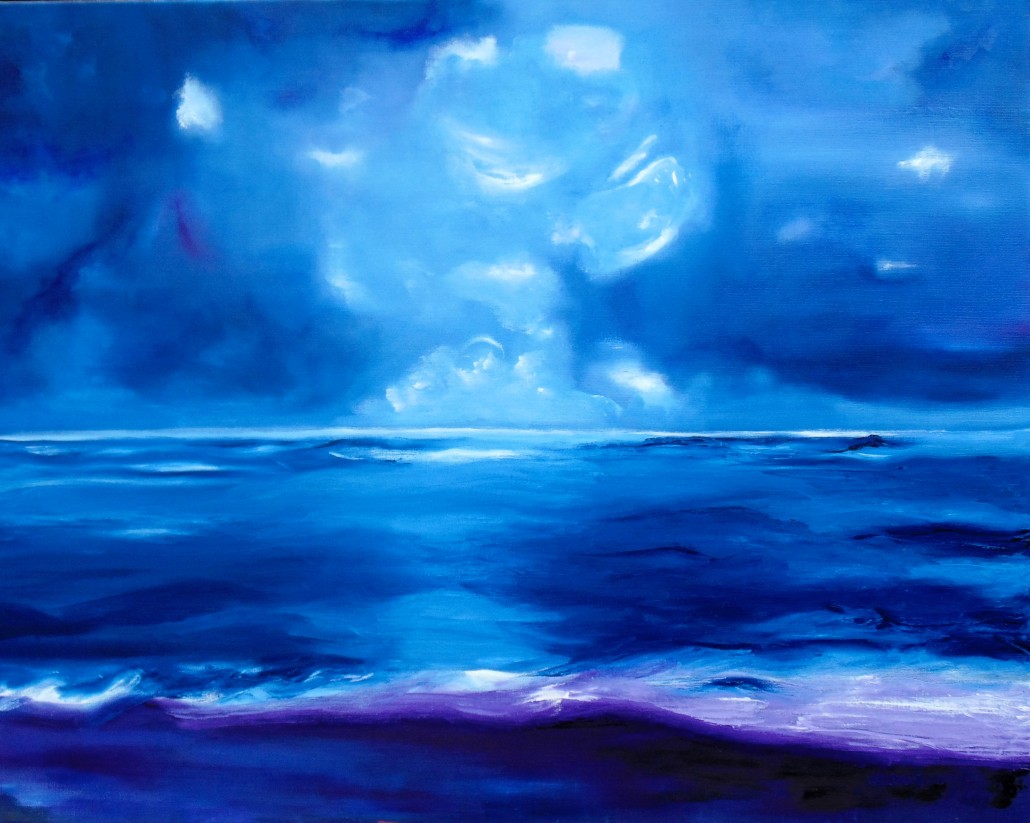 Strand bij nacht 80x100